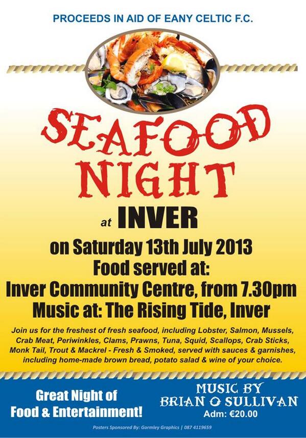 Please come along &amp; support our seafood night