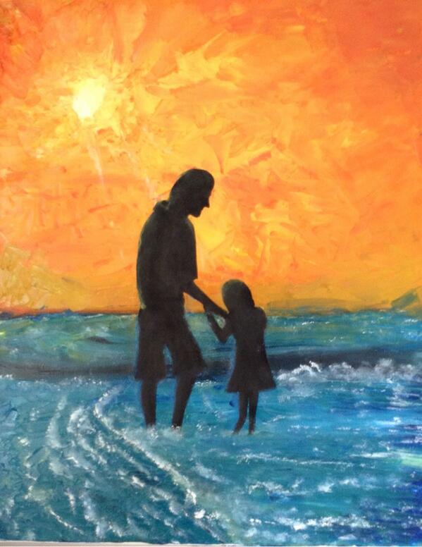 aikajaki's tweet photo. Back from delivering this painting by my little sister of her and our father for his 50th birthday. http://t.co/heBHnWHn2o