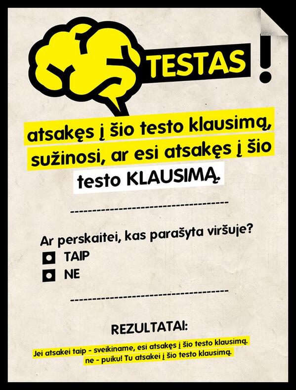 LABASadoriai's tweet photo. Pirmadieniui šiek tiek smegenų mankštos. Ar atsakysit į šį testą? :D http://t.co/V6HiIgsKZS
