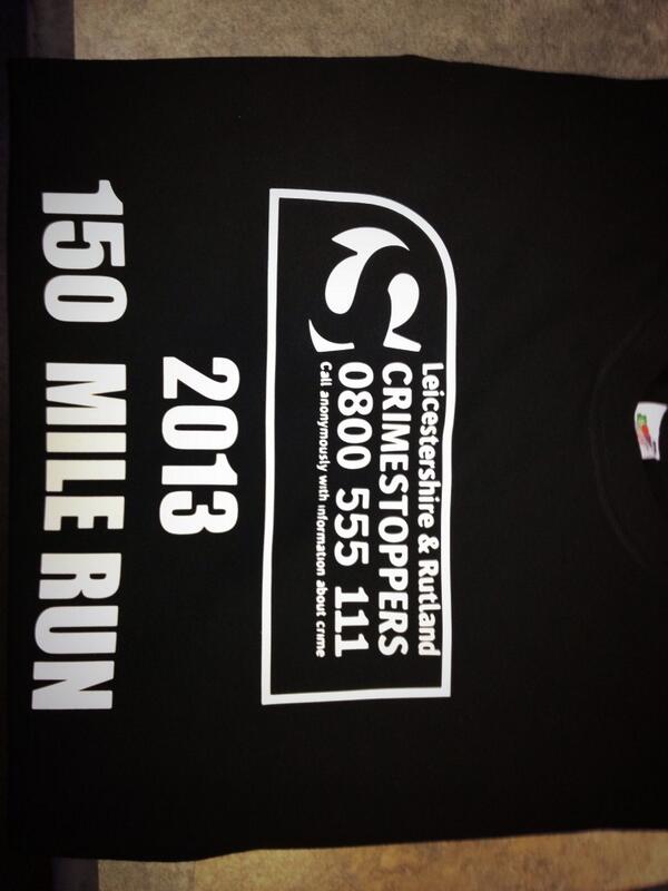 Logical5Studio's tweet image. Crimestoppers 150 mile run T-shirts