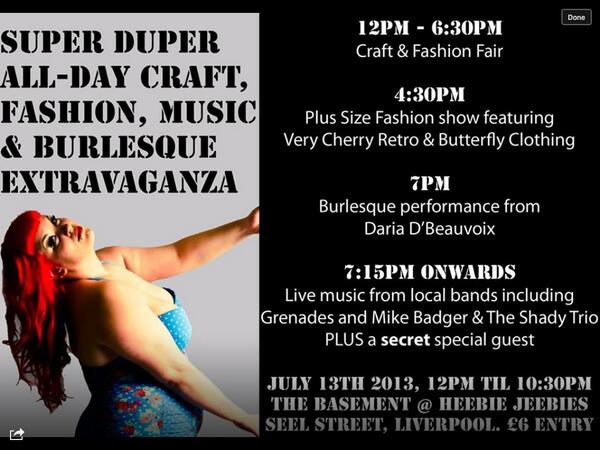 If u r free on Saturday in the Liverpool area you should come to this event <a href="/OfficialHeebies/">Heebie Jeebies</a>