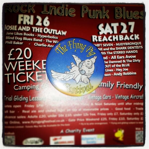 Fly the colours! Get your Flying Pig badge now for only 50p! Available at all Pig Gigs :-)