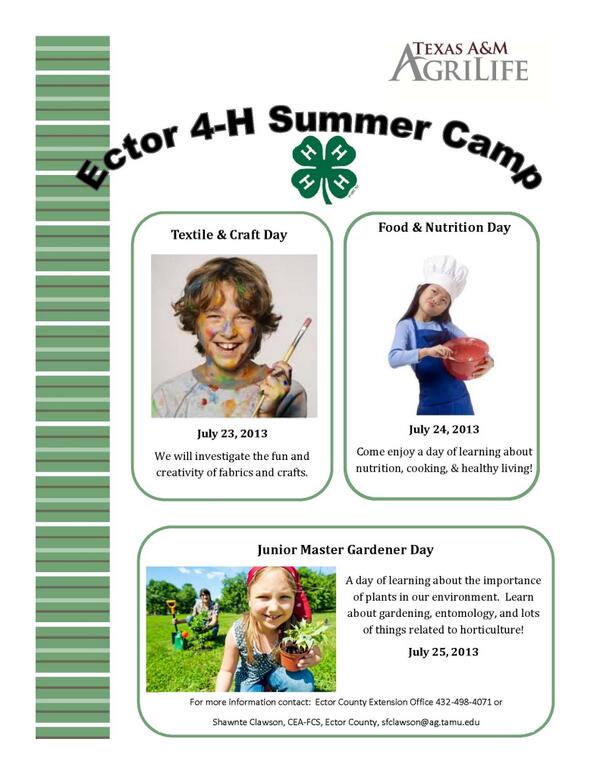 EctorCountyExt's tweet photo. Need some summer fun? Check this out! #4H #camptime http://t.co/Ag4nNM8R8f