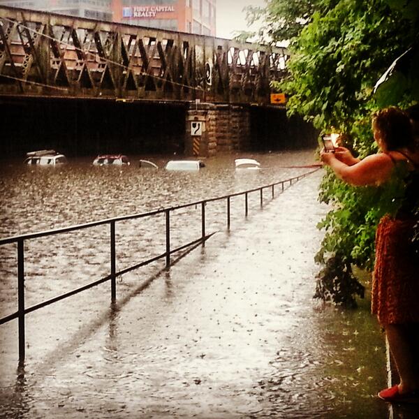 Cars underwater at King and Atlantic. #yyz #TOstorm