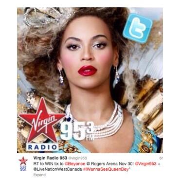 Z953VAN's tweet photo. RT @EmilieClarke: Giving away our last pair of @Beyonce tickets today!  Last winner picked in 1 hour! http://t.co/ifc8zlVrSm @virgin953