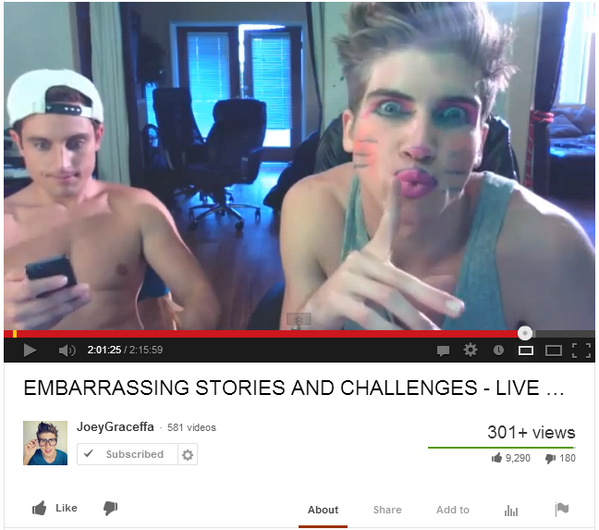 CrayWhiteKid's tweet image. Watching @JoeyGraceffa &amp;amp; @SawyerHartman 's live show! 
#screenshot #theirfaces #daymade #nuffsaid