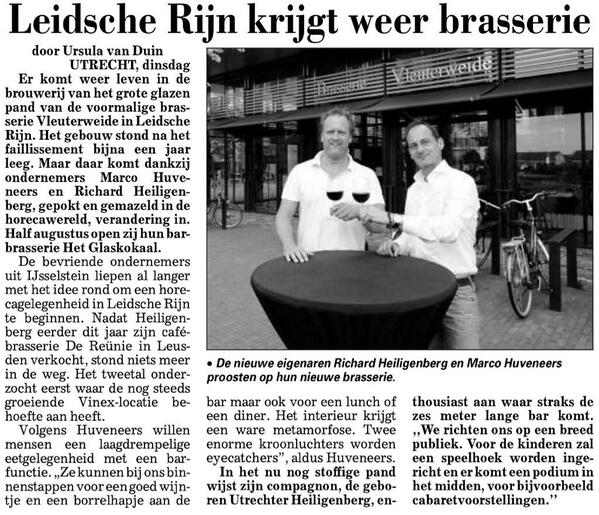 @Brasserievleuterweide wordt Brasserie Glaslokaal en gaat per half augustus open! #vleuterweide #leidscherijn RT