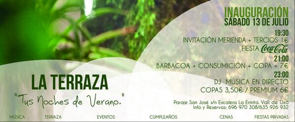 LagrutaRestaur's tweet photo. El sábado ya tienes plan. La Terraza. http://t.co/fJ2YV7niT4
