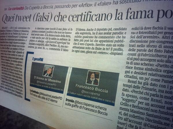 Non capisco il @Corriereit che definisce falso il mio account. Protesterò con Scalfari
