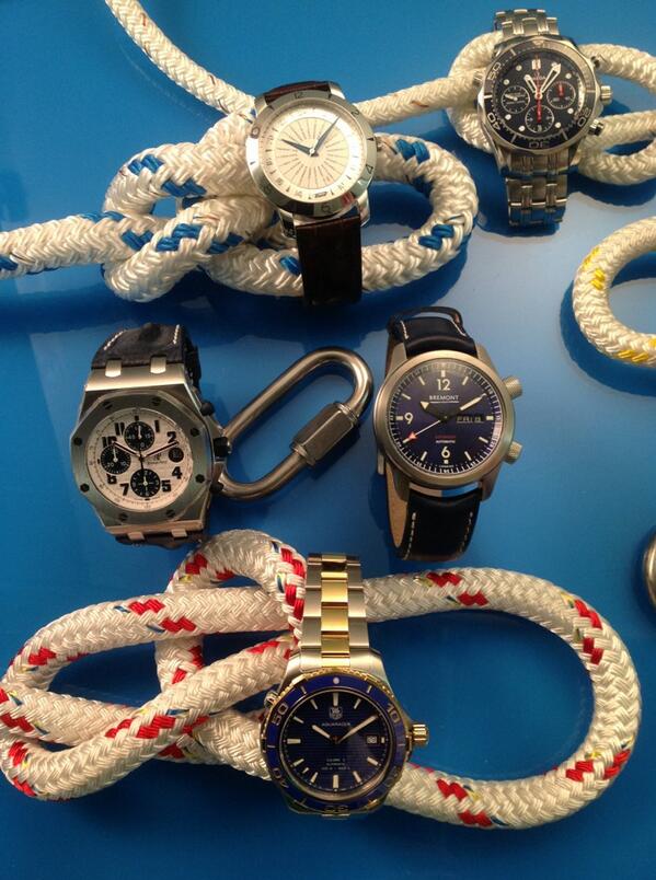 countrylifelux's tweet photo. Feeling nautical today with @BremontWatchCom @AudemarsPiguet @TlSSOT @TAGHeuer @omegawatches @PierreGueguin http://t.co/Fup1xb5MHt