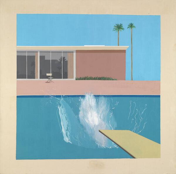 Tate's tweet photo. Happy birthday David Hockney!  Need to cool off today? Dive in! http://t.co/JUGFbuuGh0 #art http://t.co/YUgECQH0KU