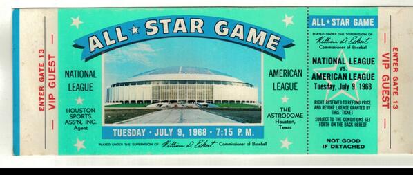 Today in 1968, the Astrodome hosts <a href="/MLB/">MLB</a> All-Star Game.