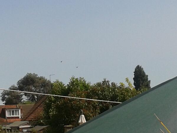 nikkidan58's tweet photo. Spot the helicopters over Sidcup! http://t.co/uavphBlLH5