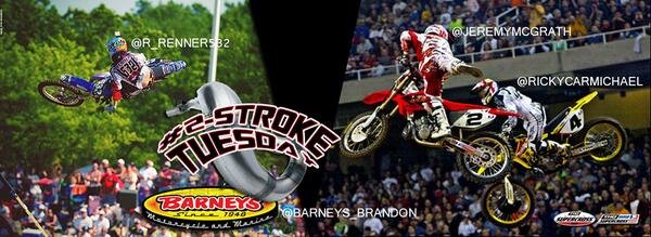 Barneys_Brandon's tweet photo. #twostroketuesday @JeremyMcGrath @RickyCarmichael @R_Renner532 ripping it up on the two strokes http://t.co/0Uu2zq5uqt