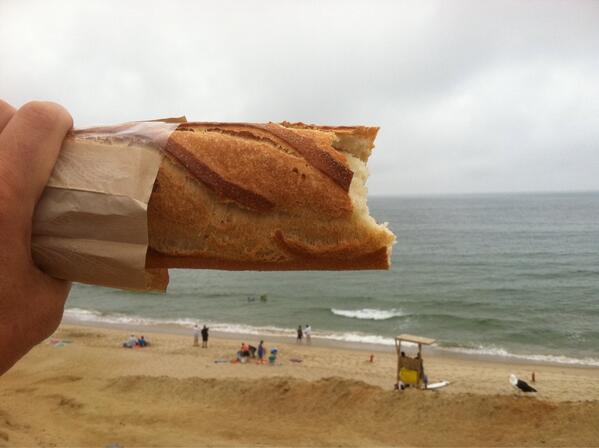 capecast's tweet image. Giant baguette hovers over maguire landing--alarmed swimmers cry "zut alors!" @capecodtimes #capecod #wellfleet #ufo