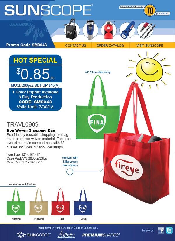 Sunscopeusa's tweet photo. Sunscope Special on Reusable Shopping Bags! Amazing price...limited time only!    #promoproduct #promo #sunscope http://t.co/mc81BOWCjR
