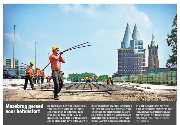 JorisJanissen's tweet image. Mooi artikel cobouw, groot onderhoud brug N280 te Roermond, combinatie ondersteund door #Kragten en #Wagemaker