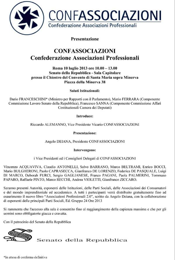 Oggi la presentazione ufficiale #Confassociazioni #opensenato
