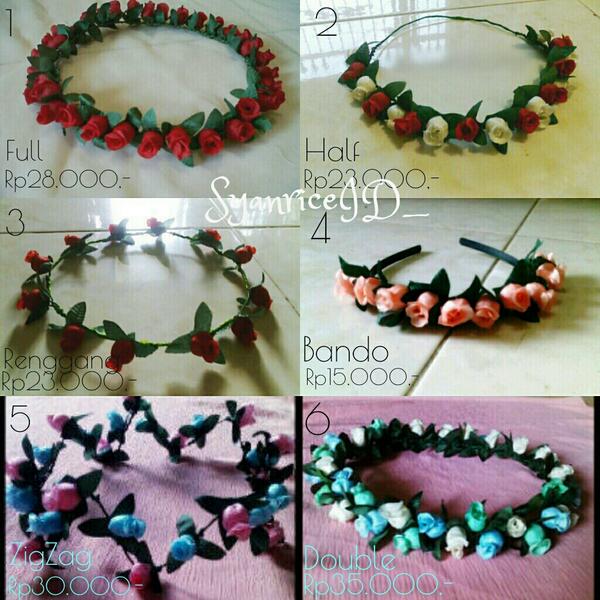 SyanriceID_'s tweet photo. Katalog FlowerCrown!;D full:28k,renggang 23k,bando:15k,zigzag:30k,half:23k,double:35k bisa mix warna up to 4 colors! http://t.co/IYC8fvcYMH