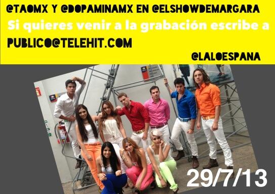 dopaminamx's tweet photo. Este lunes a las 8 am estaremos con @laloespana Si tu quieres asistir a la grabación de @elshowdemargara aquí la info http://t.co/fgOVRPUJ28