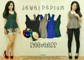 Via <a href="/TheRinesCloset/">TRCloset 1st hand</a> JEWEL PEPLUM BAHAN WEDGES STRETCH. FIT TO L. ♥ ♥ 63.000. Grab it fast!  "