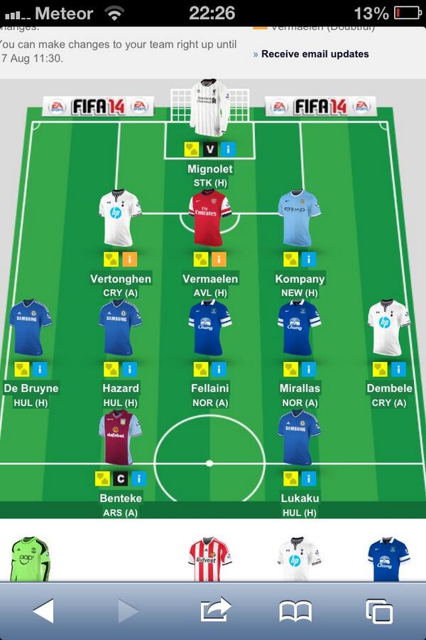 Rubyvermin's tweet photo. @BrianLynch89 @conor_coyne just about 11 players haha come on the Belgians :) #FantasyFootball http://t.co/U5AUPe89gl