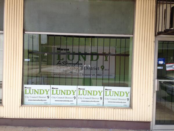 Marcus Lundy Campaign Headquarters 602 19th Street Ensley