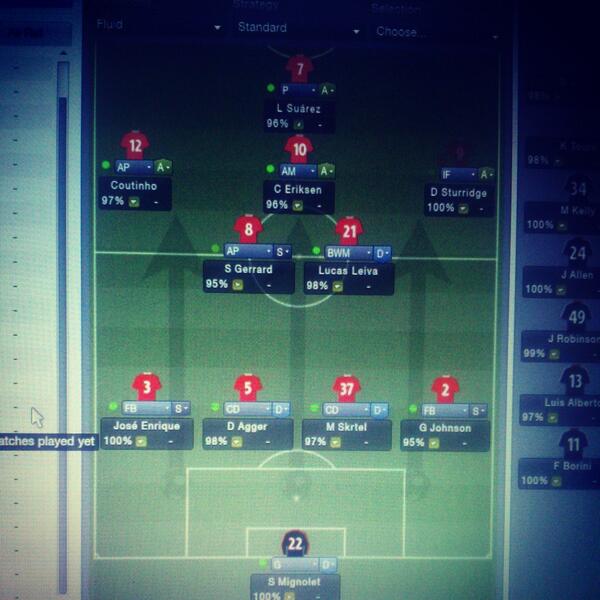 Dyl_LFC's tweet photo. Any FM fans? My #lfc starting XI. #FootballManger http://t.co/IeE60cHThA