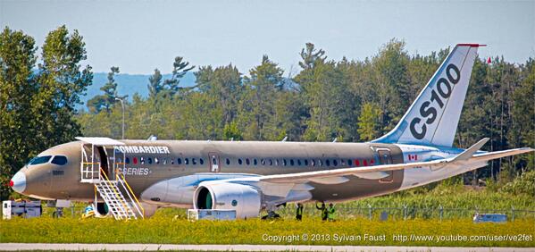 jonostrower's tweet photo. .@sylvainfaust gets a good look at Bombardier's CSeries FTV1 in Mirabel today. http://t.co/giN2yRlOig