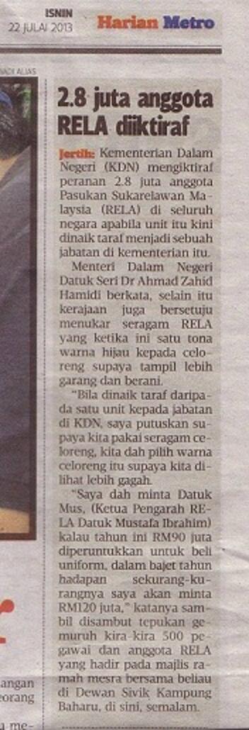 PremVj23's tweet photo. TAHNIAH ! RELA DINAIK TARAF MENJADI JABATAN.TQ DS @Zahid_Hamidi @KP_RELA @relamalaysia @Romli_PG @acu_comei http://t.co/Igb747sL91