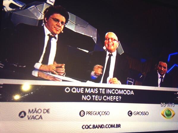 gutomelo's tweet photo. PREGUÇOSO #CQC???? Faltou o 'I' @cqc @MarceloTas  @marcoluque @OscarFilho http://t.co/DIiTqgHwFq
