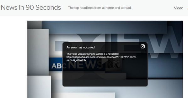 smayger's tweet photo. Hey @abcnews what's up with your WATCH: News in 90 Seconds, broken or missing file??. Check it out.... http://t.co/S2hZSCC6zu