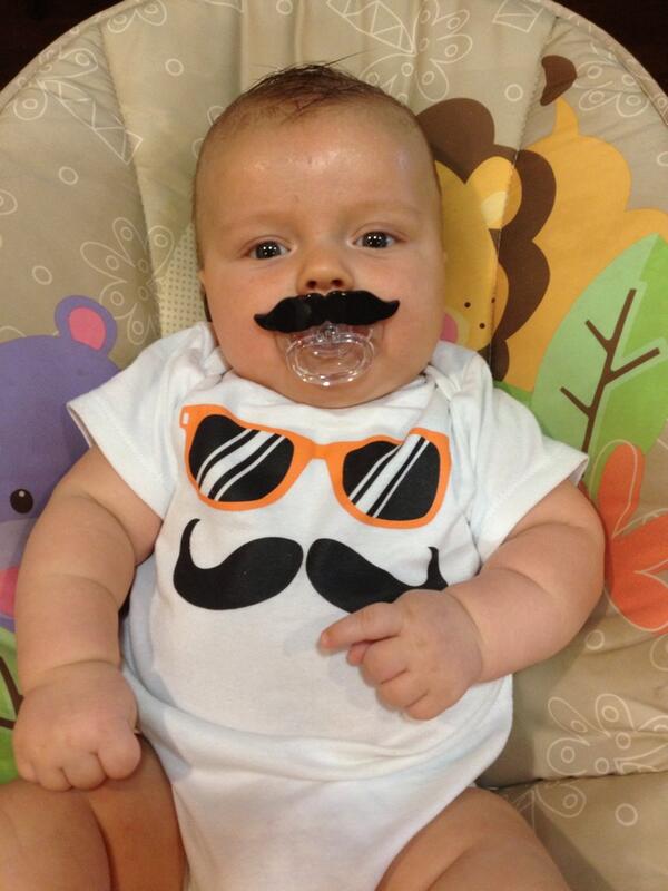 vonamber's tweet photo. @TheEllenShow do you know any other 3month old who can grow a full mustache?! #ricosuavè #proudmama http://t.co/AtMyZnp1mx