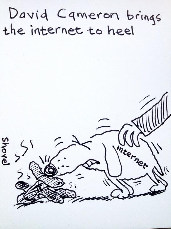 MartinShovel's tweet image. My cartoon - Cameron brings the internet to heel #InternetControl