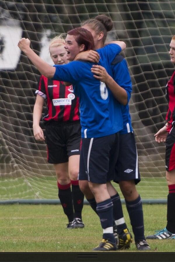 NewbridgePreds's tweet image. Jodie Simpson and @julesmccann celebrating Jodie's first goal for the #Preds