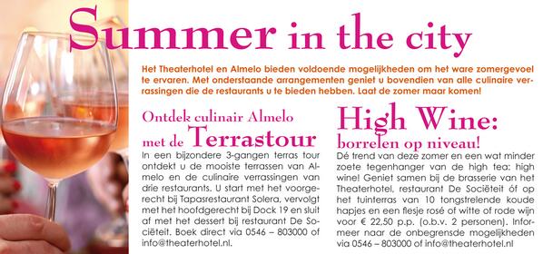 Geen plannen voor vanavond?  Geniet dan van dé nieuwe trend: #HighWine! Of ontdek culinair Almelo met de #Terrastour