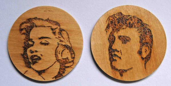 more #pyrography #elvis and #MarilynMonroe  mtcrafts.co.uk