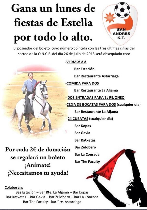 Estelliska's tweet photo. Aún estais a tiempo de haceros con boletos para el sorteo del @CD_SanAndresKT para fiestas. Necesitamos tu ayuda. RT http://t.co/yLg0RHhZGG