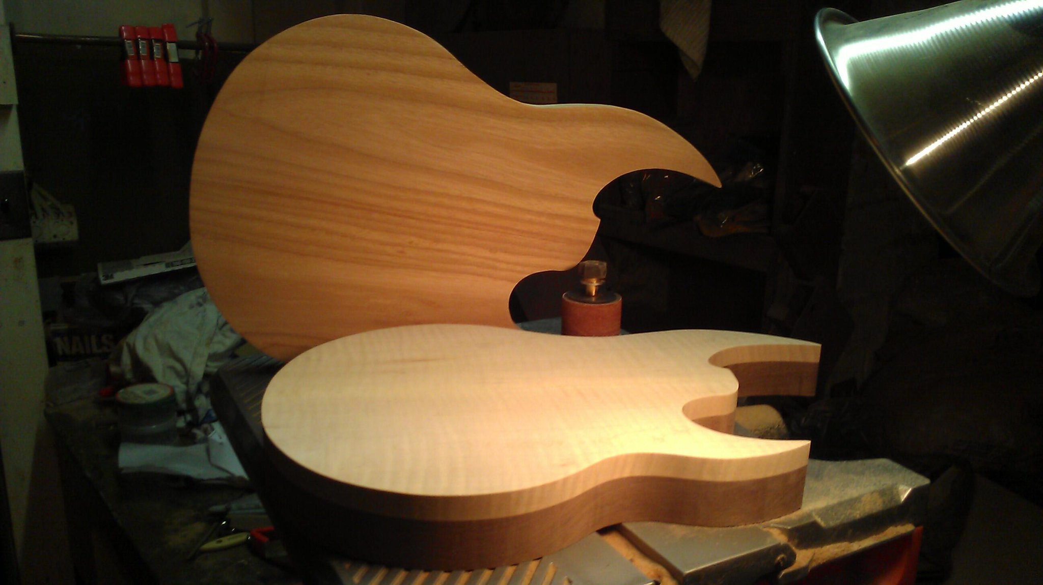 Dotson Guitars on Twitter "2 Deviant Models on the spindle sander. One