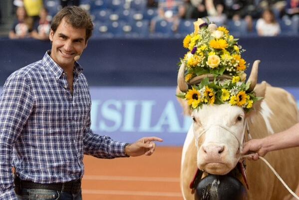 rogerfederer's tweet image. @opengstaad today Desirée my new friend seemed to be a bit shy at first when we met,i got to admit that I was too!!