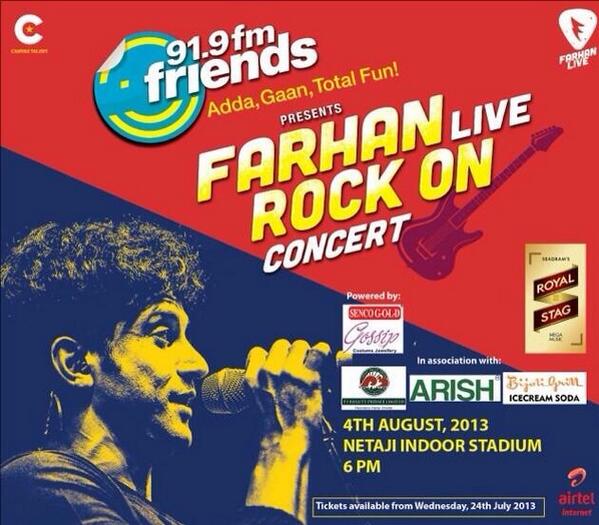 FarOutAkhtar's tweet photo. Kolkata... Get ready... 4th Aug... We're coming to Rock your city. #FarhanLive http://t.co/tn7WKarVvv