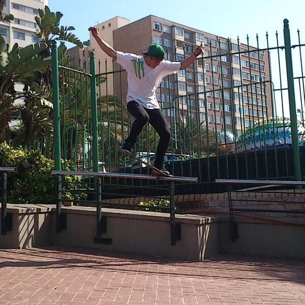 MonsterEnergySA's tweet photo. @MartinStoffberg has been on the hunt for new spots for his upcoming edit. Check out this krooks on a rail in town. http://t.co/0mpLQg2z2b
