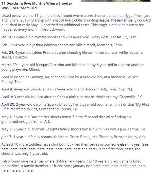 theJeremyVine's tweet photo. GUNS IN AMERICA. Eleven deaths in five months where shooter was 3 to 6 years old: http://t.co/GhWHj90fkU