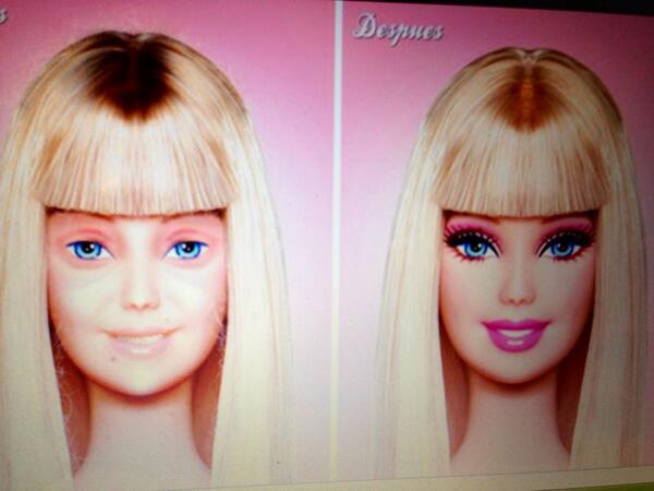 MePlusOneOK's tweet photo. Me reconforta q tb barbie necesita makeup!! http://t.co/e5oE085kwX