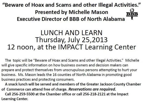 Call IMPACT to Register for July Lunch &amp; Learn.....256.218.2121!