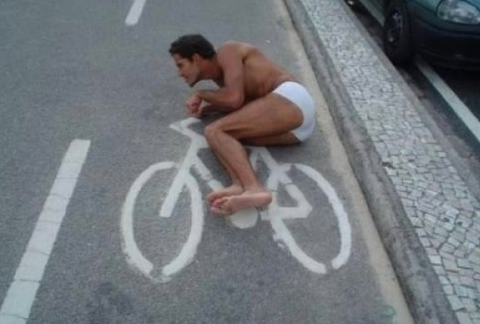 Nice #‎underwear but I don't think he will get very far.......do you? #streetart #fun #bike
