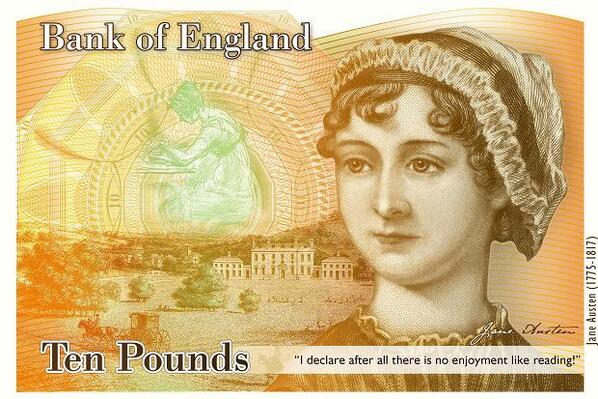 thetimes's tweet photo. Jane Austen confirmed as face of new £10 note http://t.co/fsZkH1MrdN http://t.co/PEU5pdGKe4
