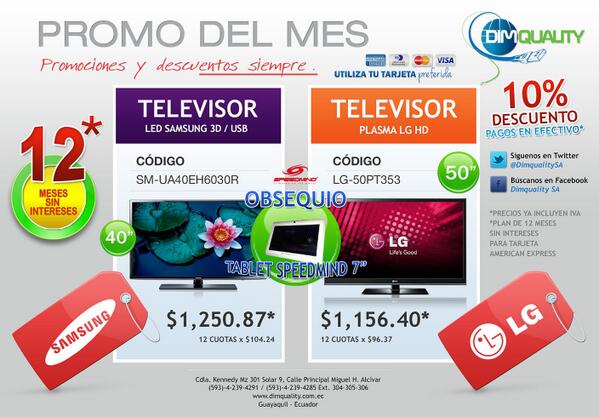 trayectcoaching's tweet image. RT @DimqualitySA ¿TELEVISOR SAMSUNG o LG? Igual Gratis una TABLET SPEEDMIND #dimquality