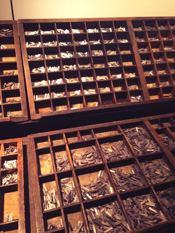 Anna_BSP_13's tweet photo. "uppercase and lowercase" stem from the 2 levels of letter printing tool crates at @oxfordpress. #BSPJ #7/24 http://t.co/YIt5TUMQ3Z