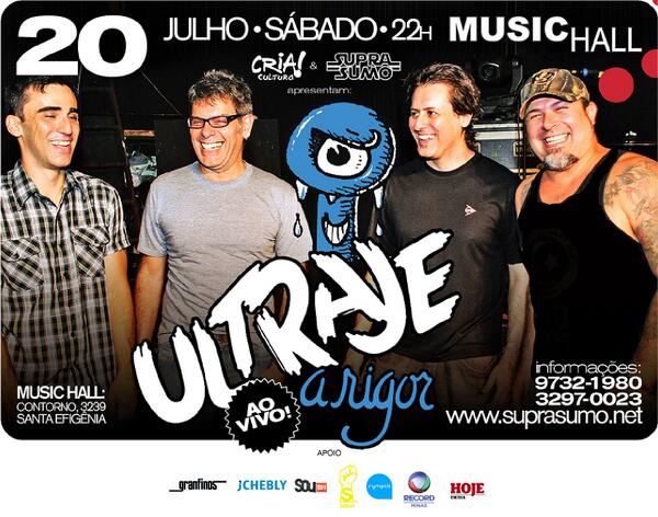 Ultraje a Rigor no Music Hall - Dia 20/07 - Garanta já o seu ingresso: bit.ly/UltrajeaRigor